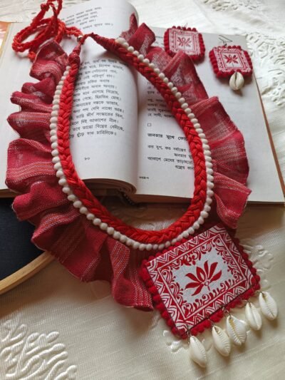 Handmade red beaded necklace – ethnic jewelry for women